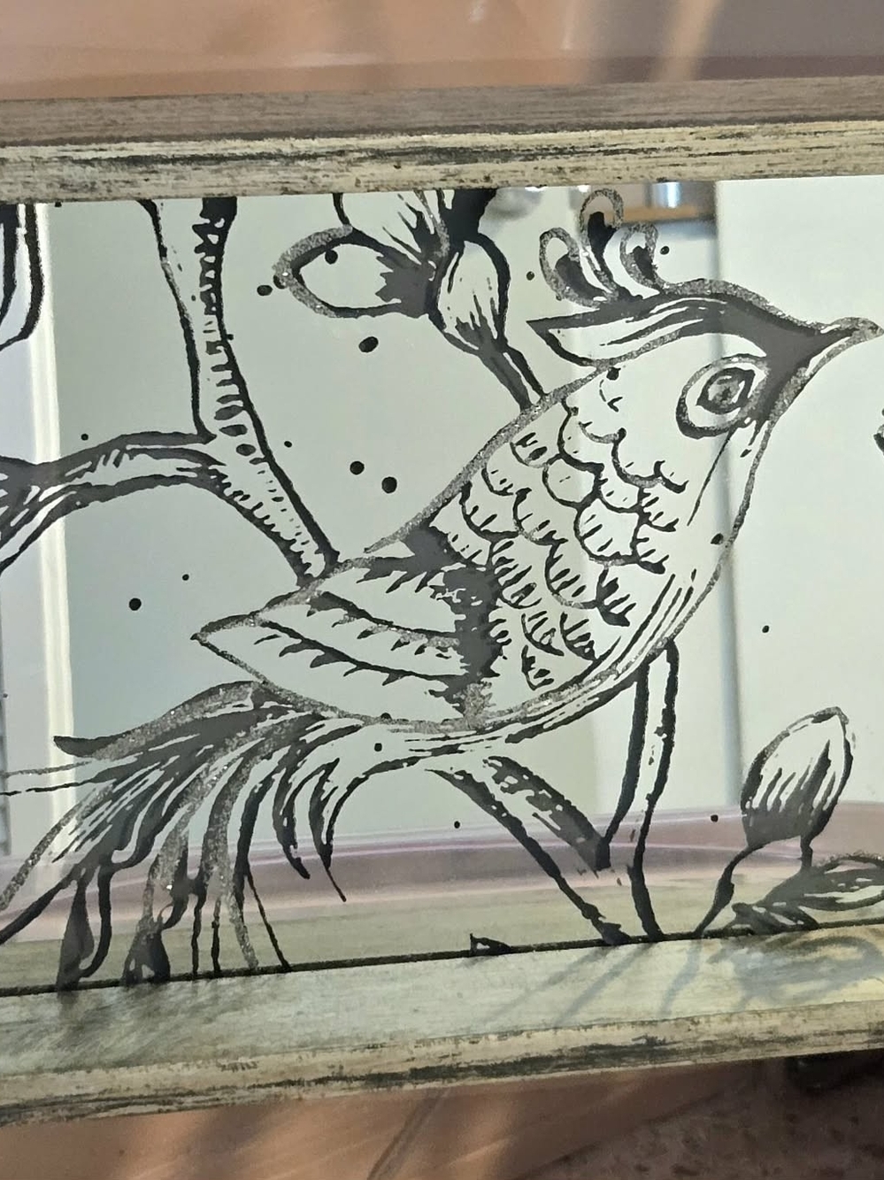 Decorative Mirrored Artistic Bird Tray- Upscale Vintage/Boho/Farmhouse  Glam